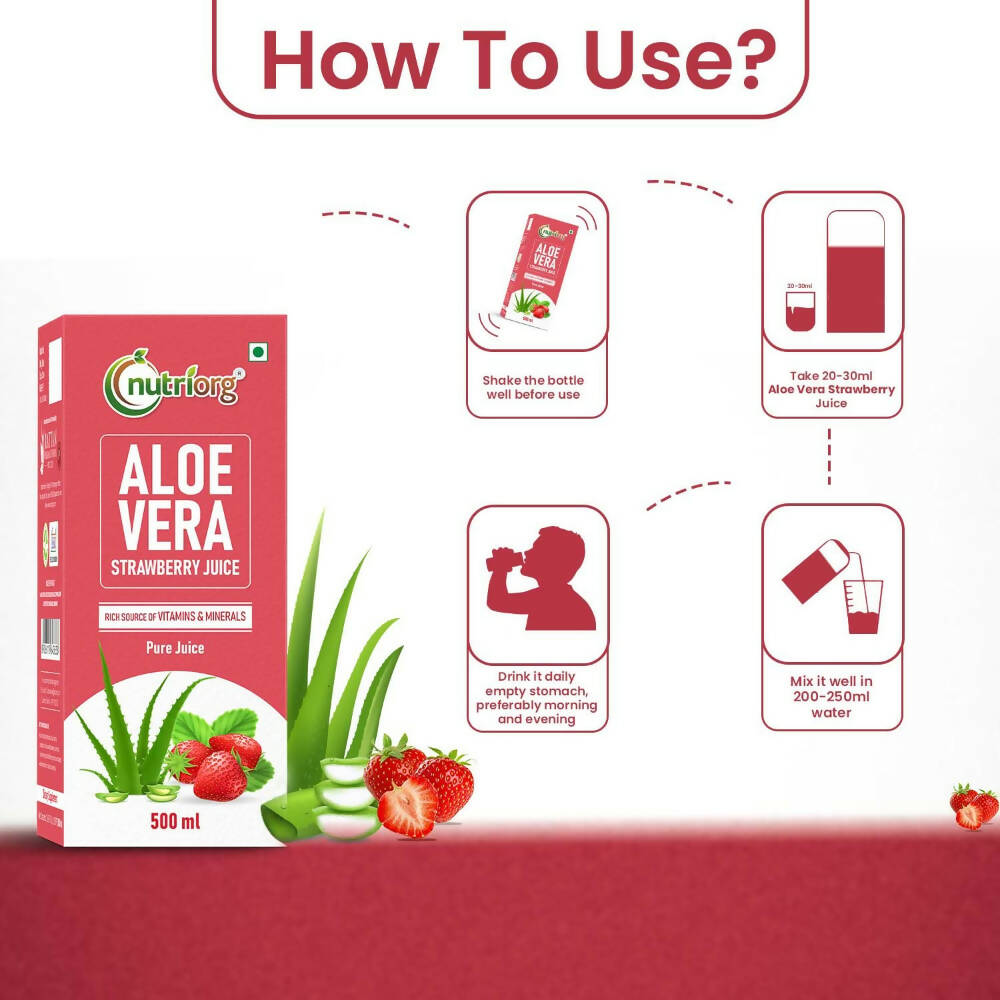 Nutriorg Aloevera Strawberry Juice | Grocsy