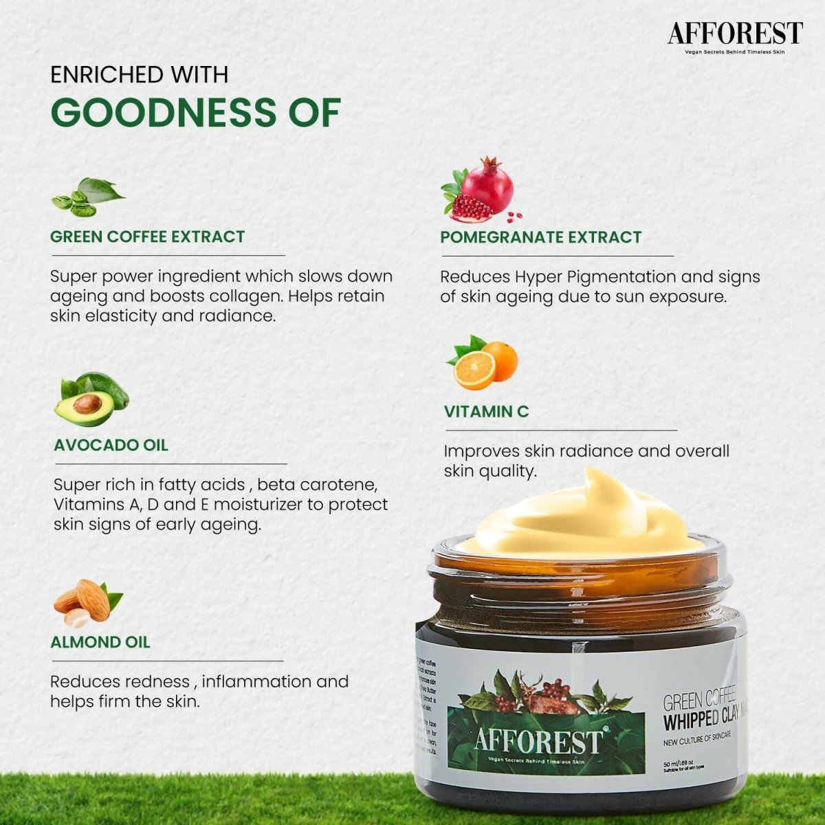 Afforest Green Coffee Whipped Clay Mask | Grocsy