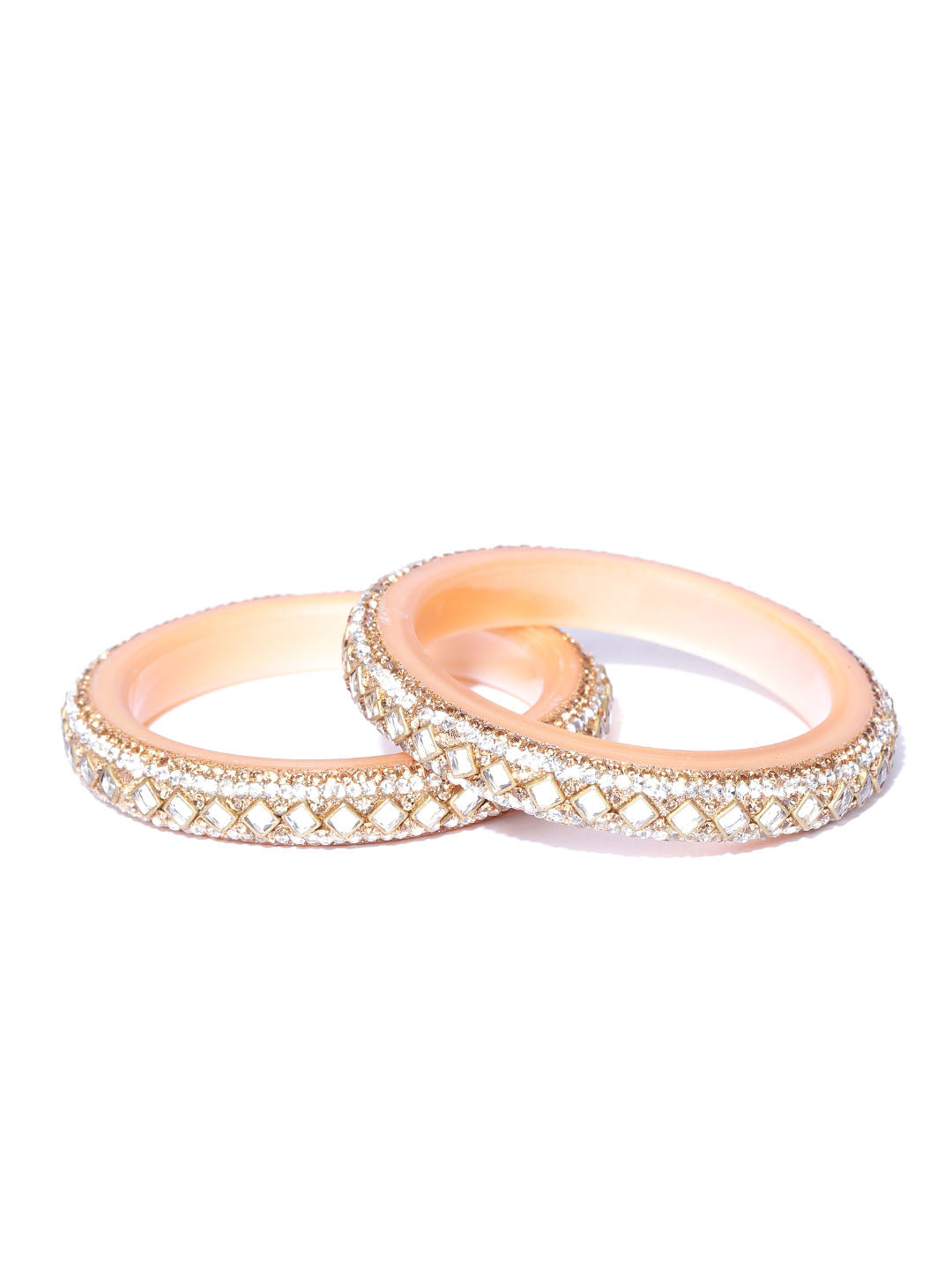Priyaasi Women Set of 2 Gold-Polished Kundan Stone-Studded Bangles - Noz2Toz
