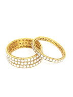 Priyaasi Women Set of 4 Gold-Polished Kundan Studded Bangles - Swadesiicart