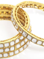 Priyaasi Women Set of 4 Gold-Polished Kundan Studded Bangles - Swadesiicart