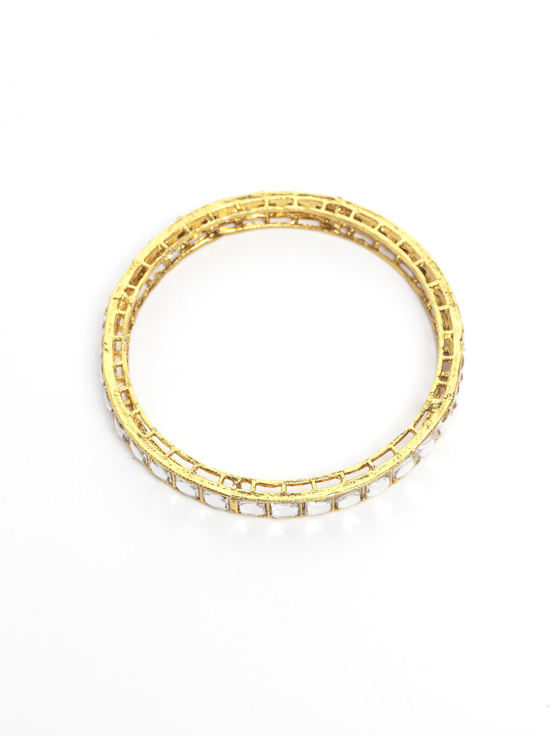 Priyaasi Women Set of 4 Gold-Polished Kundan Studded Bangles - Swadesiicart