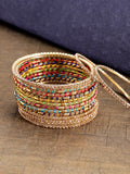 Priyaasi Women Set of 16 Multicolour Thread Work and Stones Studded Bangles - Noz2Toz