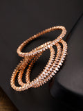 Priyaasi Women Set Of 4 Rose Gold-Polished American Diamond Studded Bangles - Noz2Toz