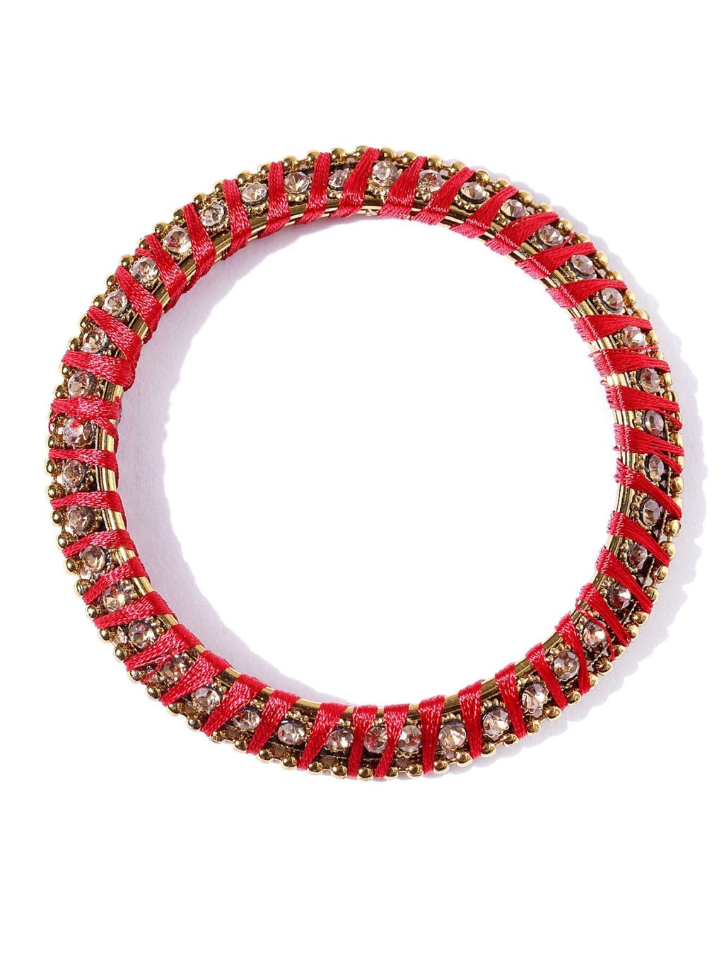 Priyaasi Women Set Of 4 Stones Studded Silk Threaded Bangles in Maroon Color - Swadesiicart