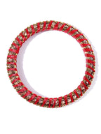 Priyaasi Women Set Of 4 Stones Studded Silk Threaded Bangles in Maroon Color - Swadesiicart
