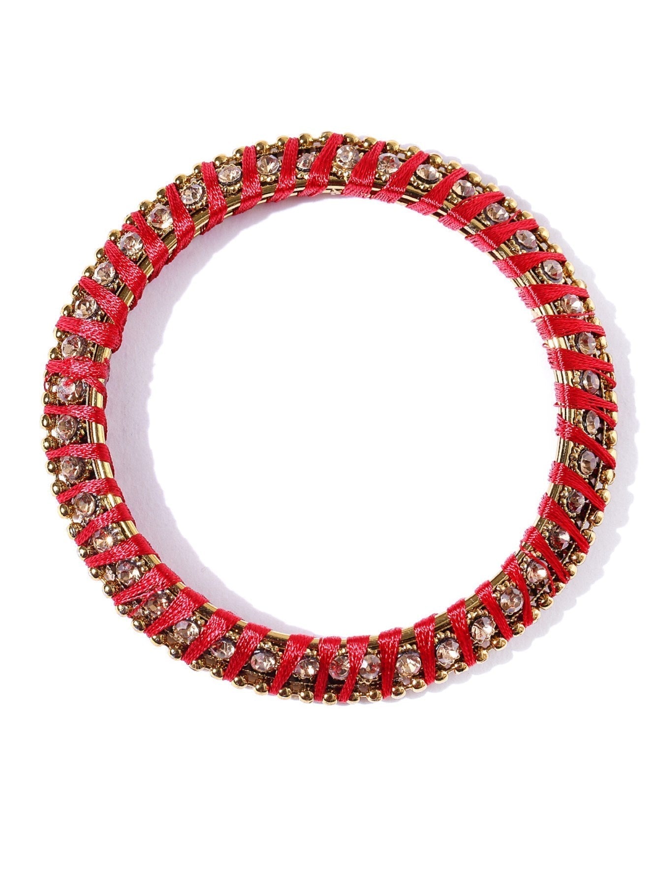 Priyaasi Women Set Of 4 Stones Studded Silk Threaded Bangles in Maroon Color - Swadesiicart