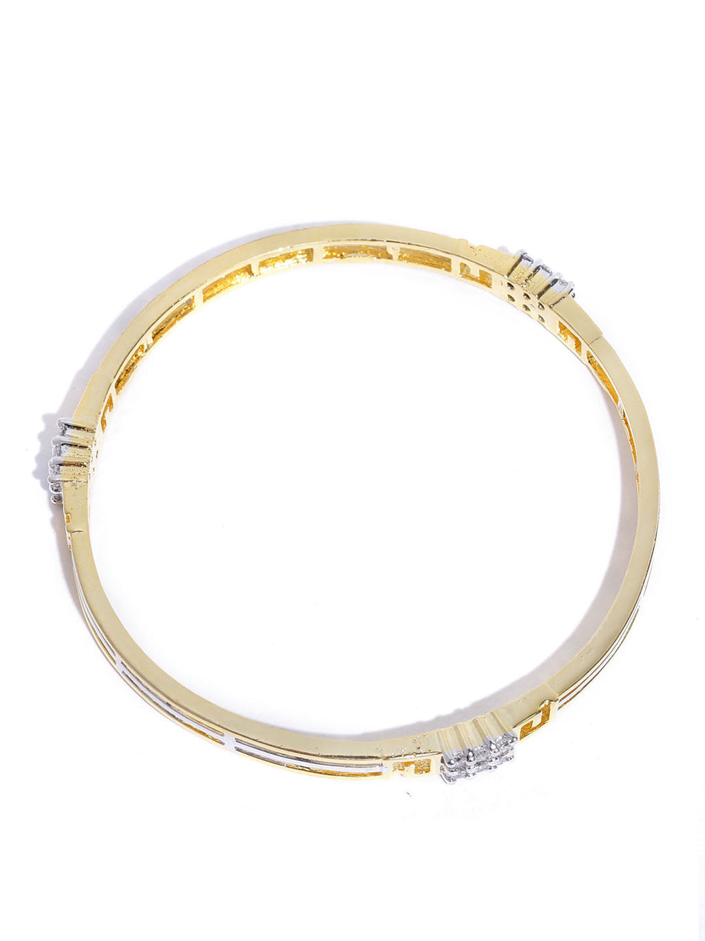 Priyaasi Women Dual Toned AD Studded Geometric Pattern Bangles Set Of 2 - Swadesiicart