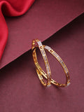 Priyaasi Women Dual Toned AD Studded Geometric Pattern Bangles Set Of 2 - Noz2Toz