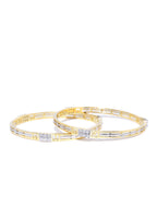 Priyaasi Women Dual Toned AD Studded Geometric Pattern Bangles Set Of 2 - Swadesiicart