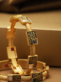 Priyaasi Women Set Of 2 Gold-Polished Multicolor Stones Studded Geometric Bangles - Noz2Toz