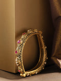 Priyaasi Women Gold-Polished American Diamond & Ruby Studded Openable Bangle - Noz2Toz