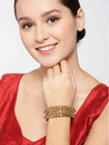 Priyaasi Women Set Of 2 Gold-Polished Stones Studded Bangles - Noz2Toz
