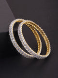 Priyaasi Women Set Of 2 Gold-Polished American Diamond Studded Bangles - Noz2Toz