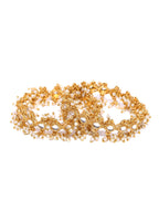 Priyaasi Women Set Of 2 Gold-Polished Kundan Studded Off-White Bead Drop Bangles - Swadesiicart