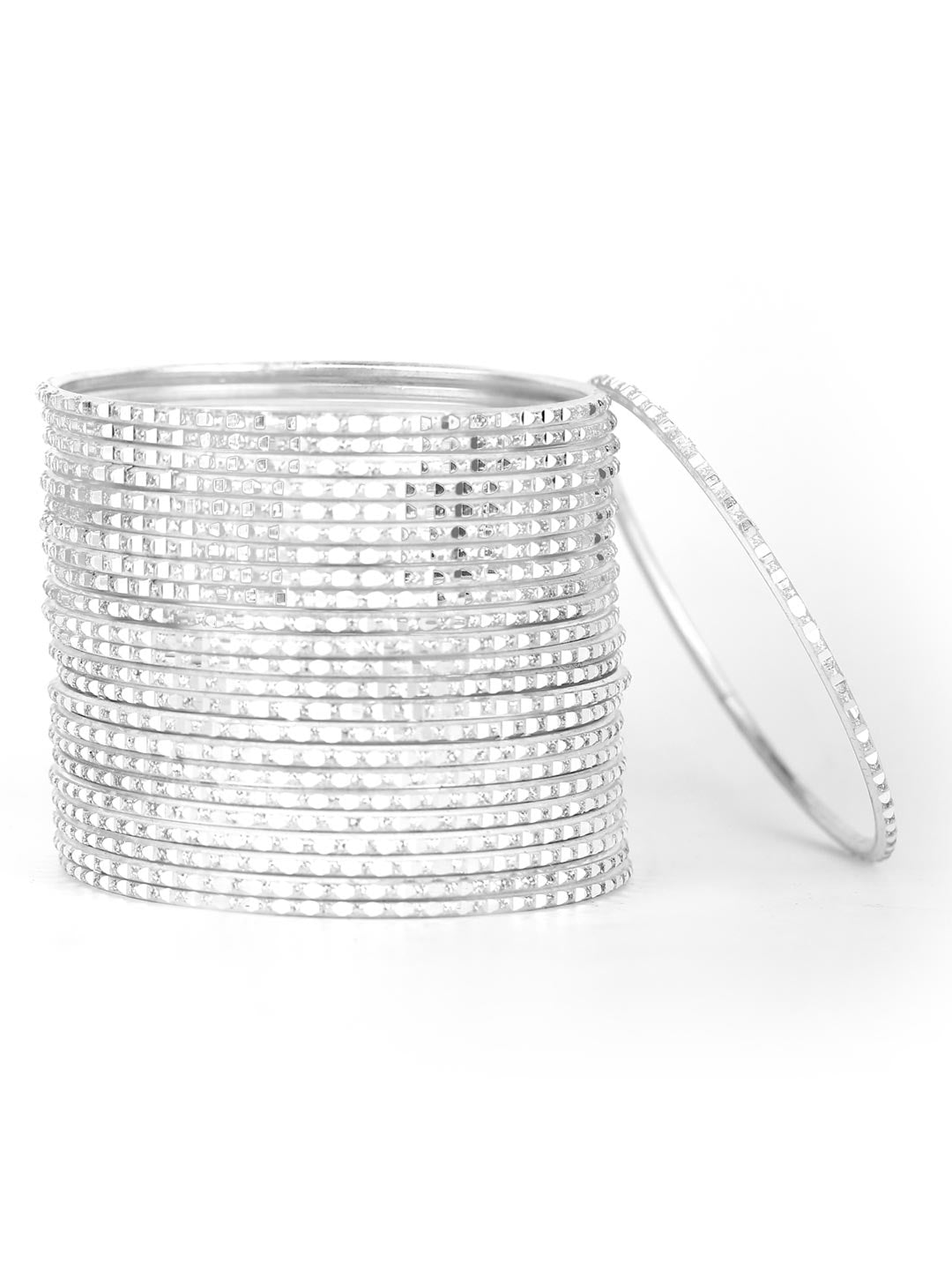 Priyaasi Women Set of 24 Silver Color Bangles - Swadesiicart