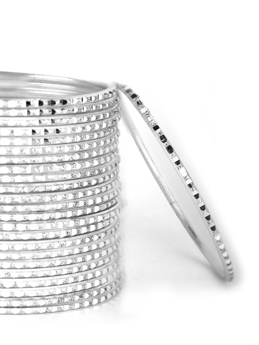 Priyaasi Women Set of 24 Silver Color Bangles - Swadesiicart
