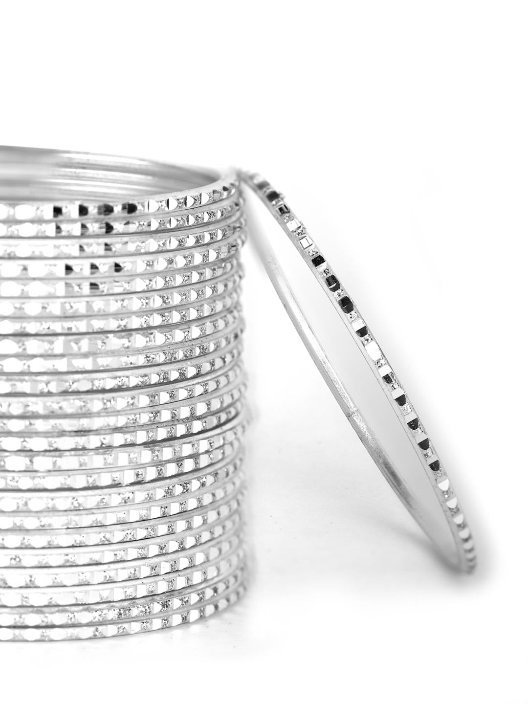 Priyaasi Women Set of 24 Silver Color Bangles - Swadesiicart