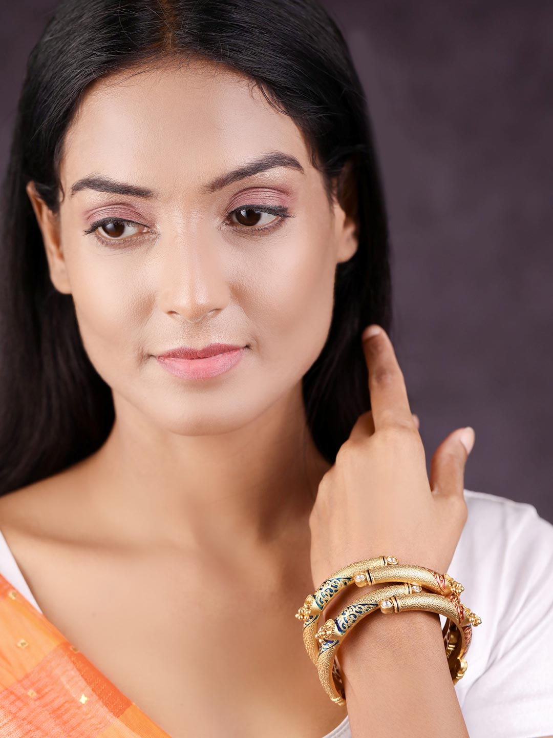 Priyaasi Women Multi-Color Ghungroo Gold-Polished Set of 2 Bangle Set - Swadesiicart