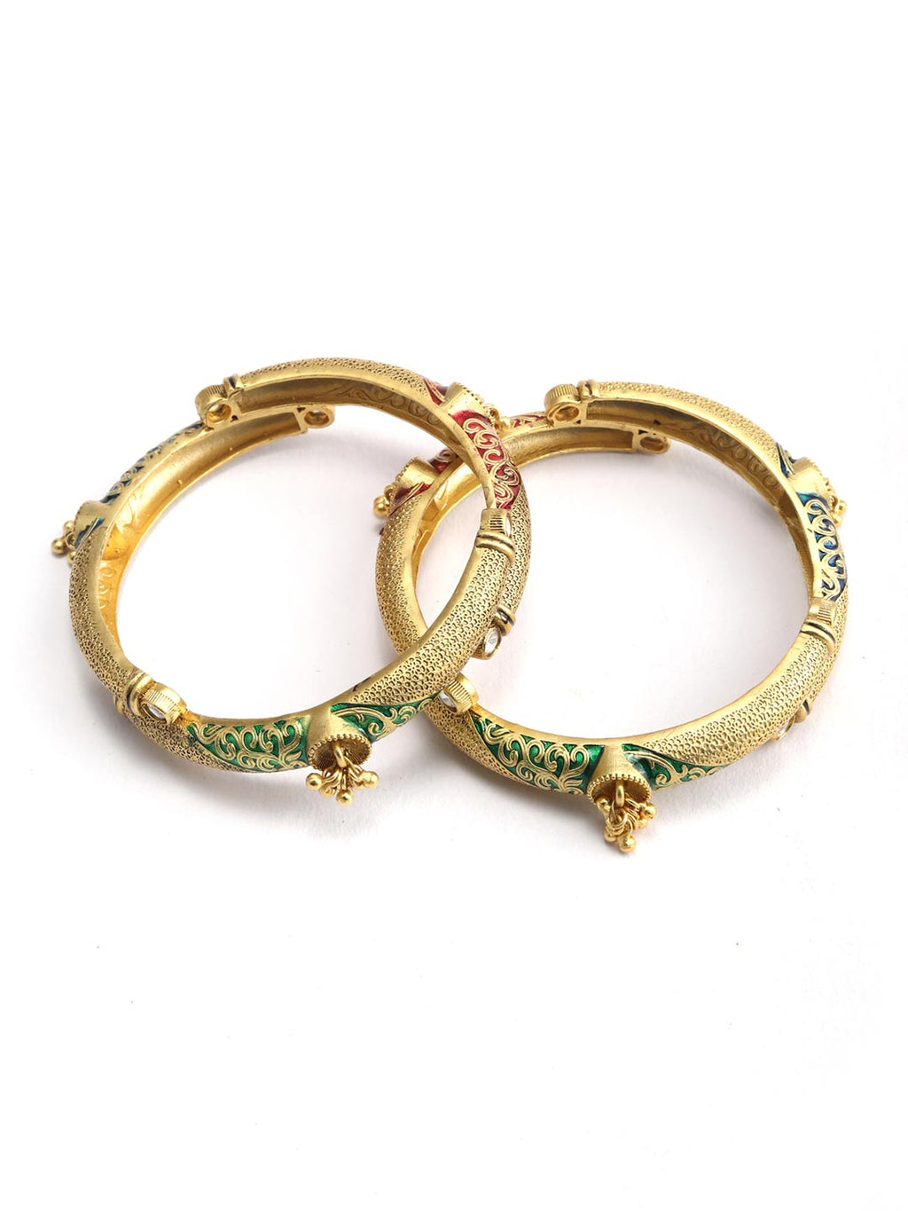 Priyaasi Women Multi-Color Ghungroo Gold-Polished Set of 2 Bangle Set - Swadesiicart