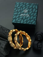 Priyaasi Women Artificial Stones Gold-Polished Set of 2 Bangle Set - Swadesiicart