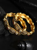 Priyaasi Women Artificial Stones Gold-Polished Set of 2 Bangle Set - Noz2Toz