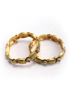 Priyaasi Women Artificial Stones Gold-Polished Set of 2 Bangle Set - Swadesiicart