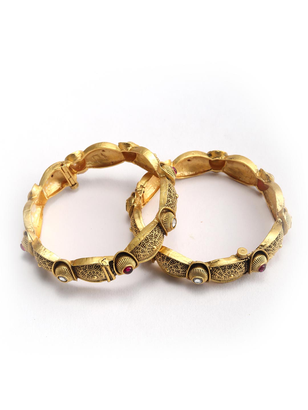 Priyaasi Women Artificial Stones Gold-Polished Set of 2 Bangle Set - Swadesiicart