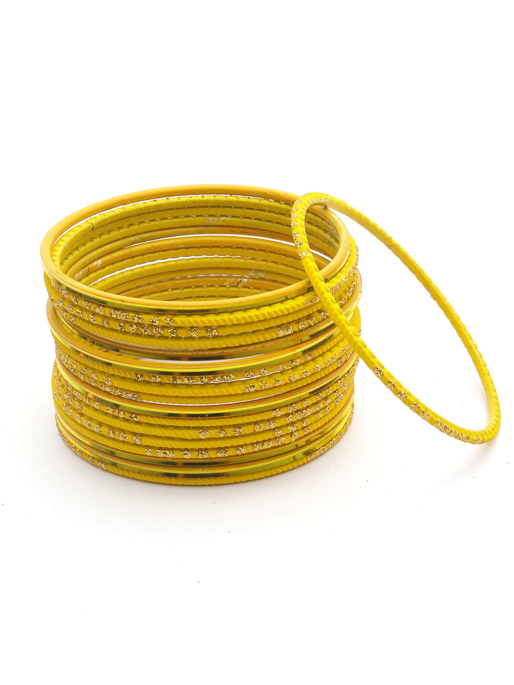 Priyaasi Women Yellow Set of 24 Bangle Set - Swadesiicart