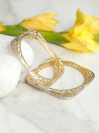 Priyaasi Women Square American Diamond Gold-Polished Set of 2 Bangles - Noz2Toz