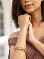 Priyaasi Women Square American Diamond Gold-Polished Set of 2 Bangles - Swadesiicart