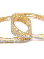 Priyaasi Women Square American Diamond Gold-Polished Set of 2 Bangles - Swadesiicart