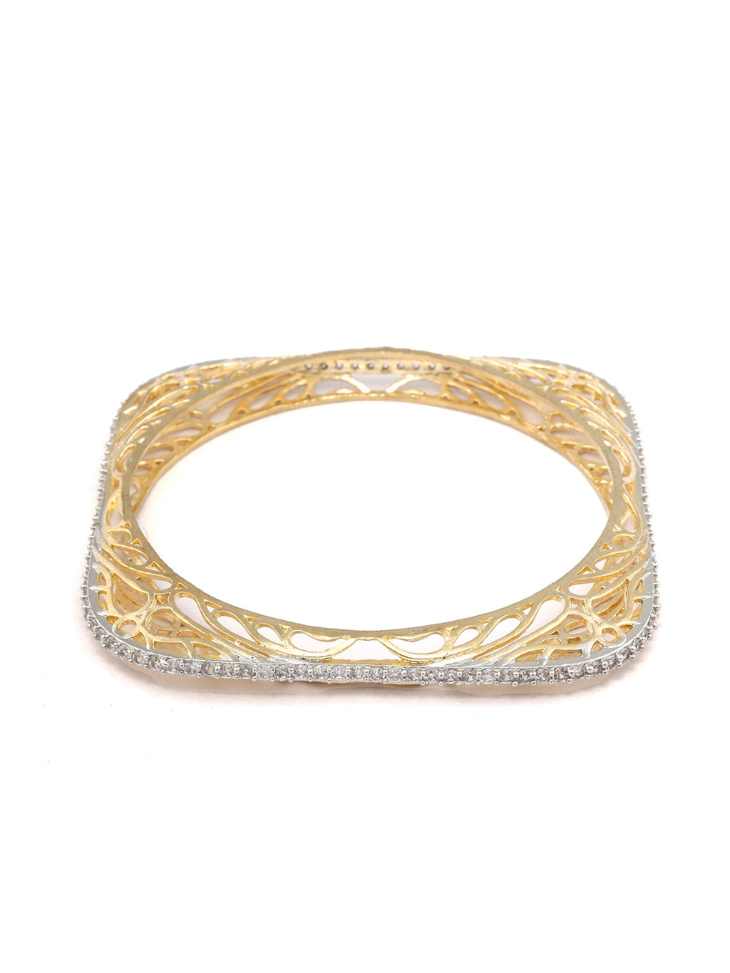 Priyaasi Women Square American Diamond Gold-Polished Set of 2 Bangles - Swadesiicart