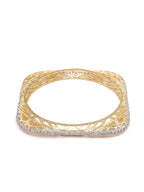 Priyaasi Women Square American Diamond Gold-Polished Set of 2 Bangles - Swadesiicart