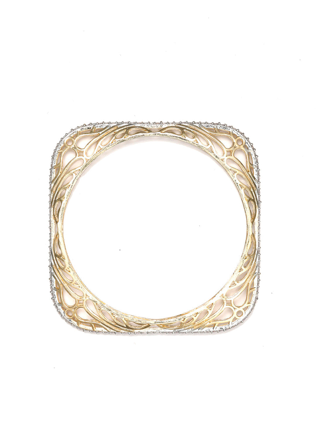 Priyaasi Women Square American Diamond Gold-Polished Set of 2 Bangles - Swadesiicart