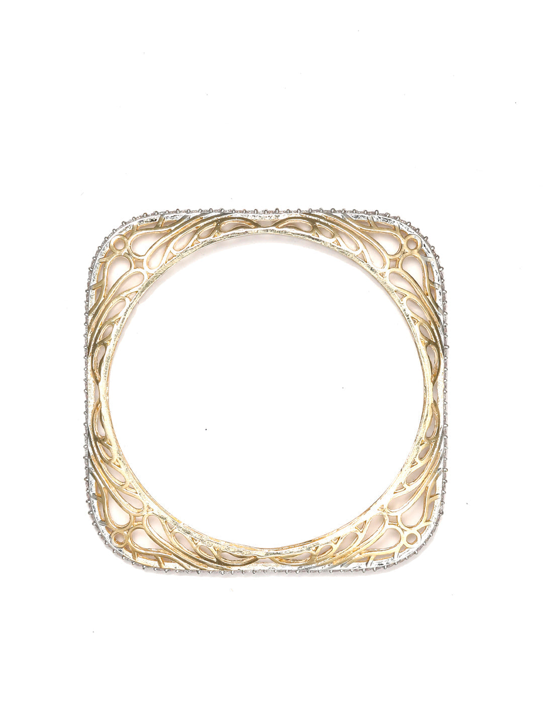 Priyaasi Women Square American Diamond Gold-Polished Set of 2 Bangles - Swadesiicart