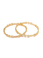 Priyaasi Women Contemporary American Diamond Gold-Polished Set of 2 Bangles - Swadesiicart