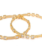 Priyaasi Women Contemporary American Diamond Gold-Polished Set of 2 Bangles - Swadesiicart