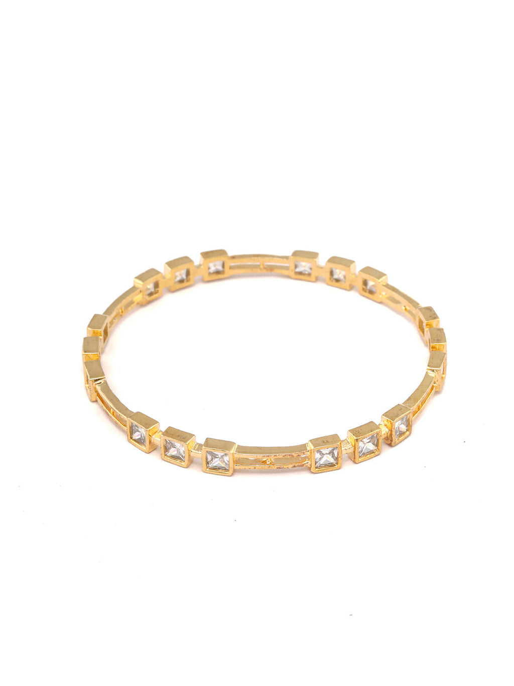 Priyaasi Women Contemporary American Diamond Gold-Polished Set of 2 Bangles - Swadesiicart