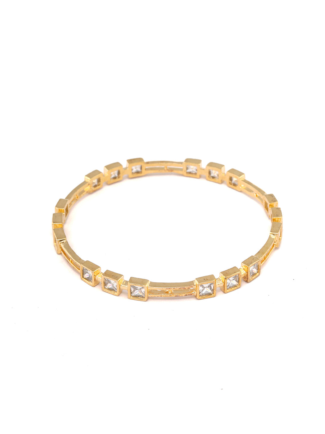 Priyaasi Women Contemporary American Diamond Gold-Polished Set of 2 Bangles - Swadesiicart