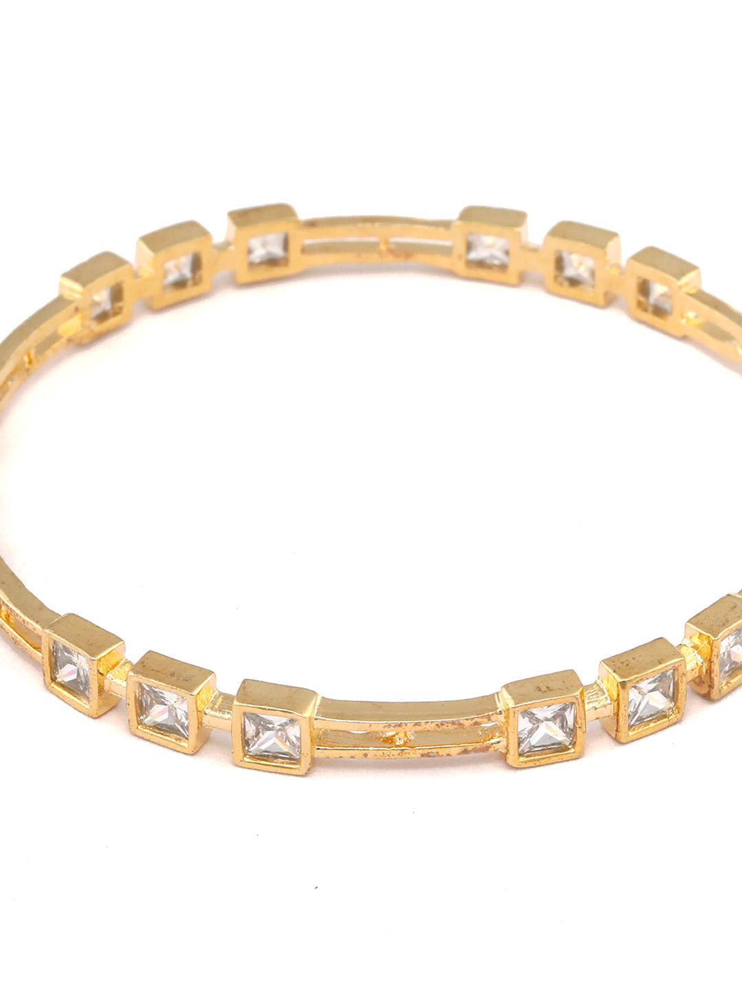Priyaasi Women Contemporary American Diamond Gold-Polished Set of 2 Bangles - Swadesiicart