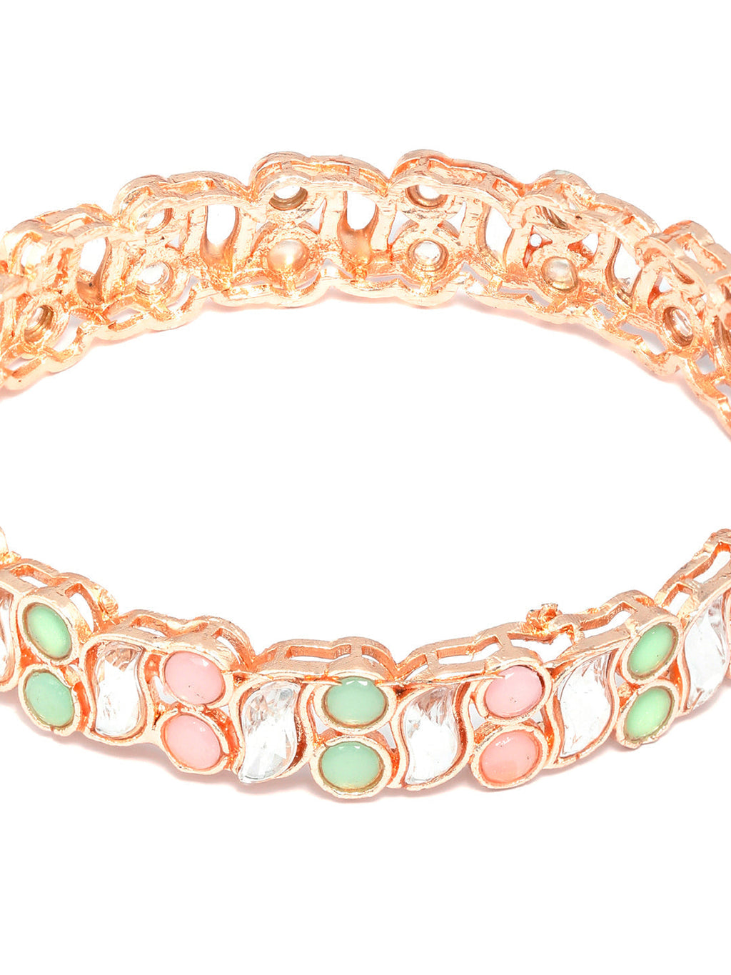Priyaasi Women Rose Gold Multi Coloured Stones Set of 2 Bangles - Swadesiicart