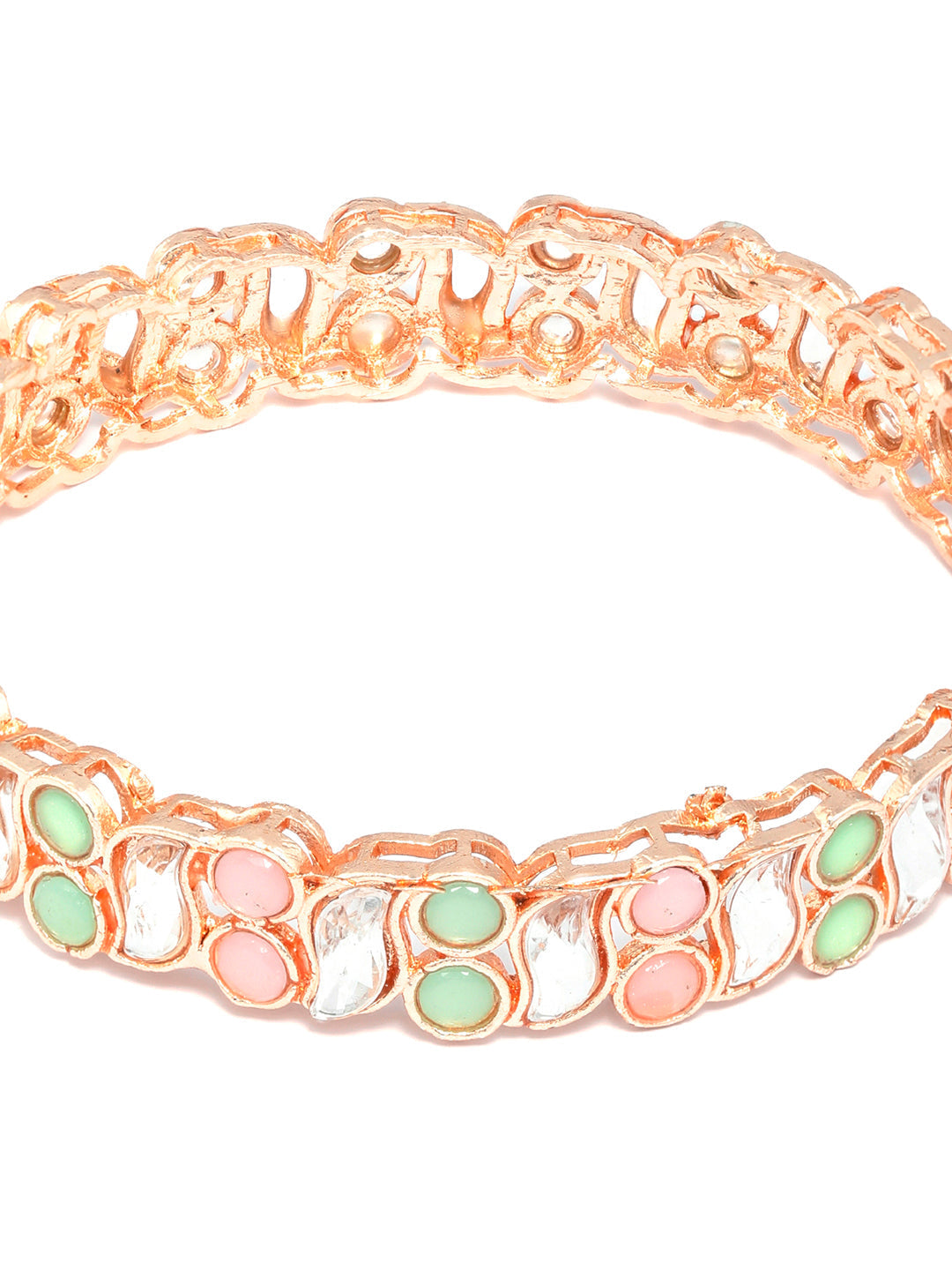 Priyaasi Women Rose Gold Multi Coloured Stones Set of 2 Bangles - Swadesiicart