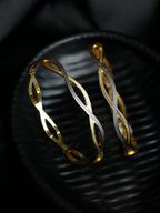Priyaasi Women Dual Toned Wavy Patterned Set of 2 Bangles - Noz2Toz