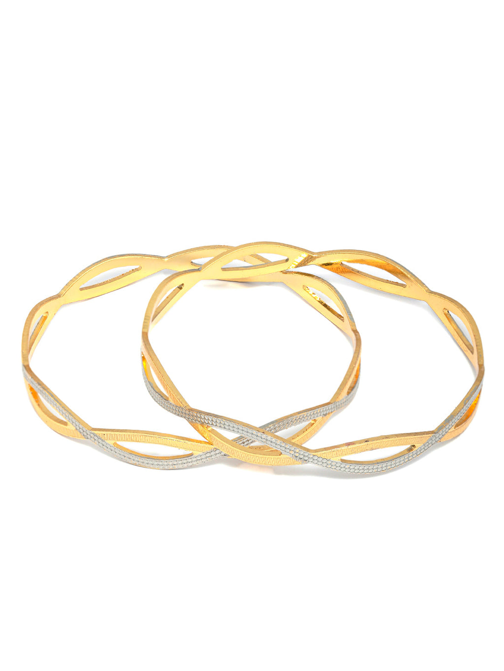 Priyaasi Women Dual Toned Wavy Patterned Set of 2 Bangles - Swadesiicart