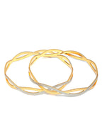Priyaasi Women Dual Toned Wavy Patterned Set of 2 Bangles - Swadesiicart