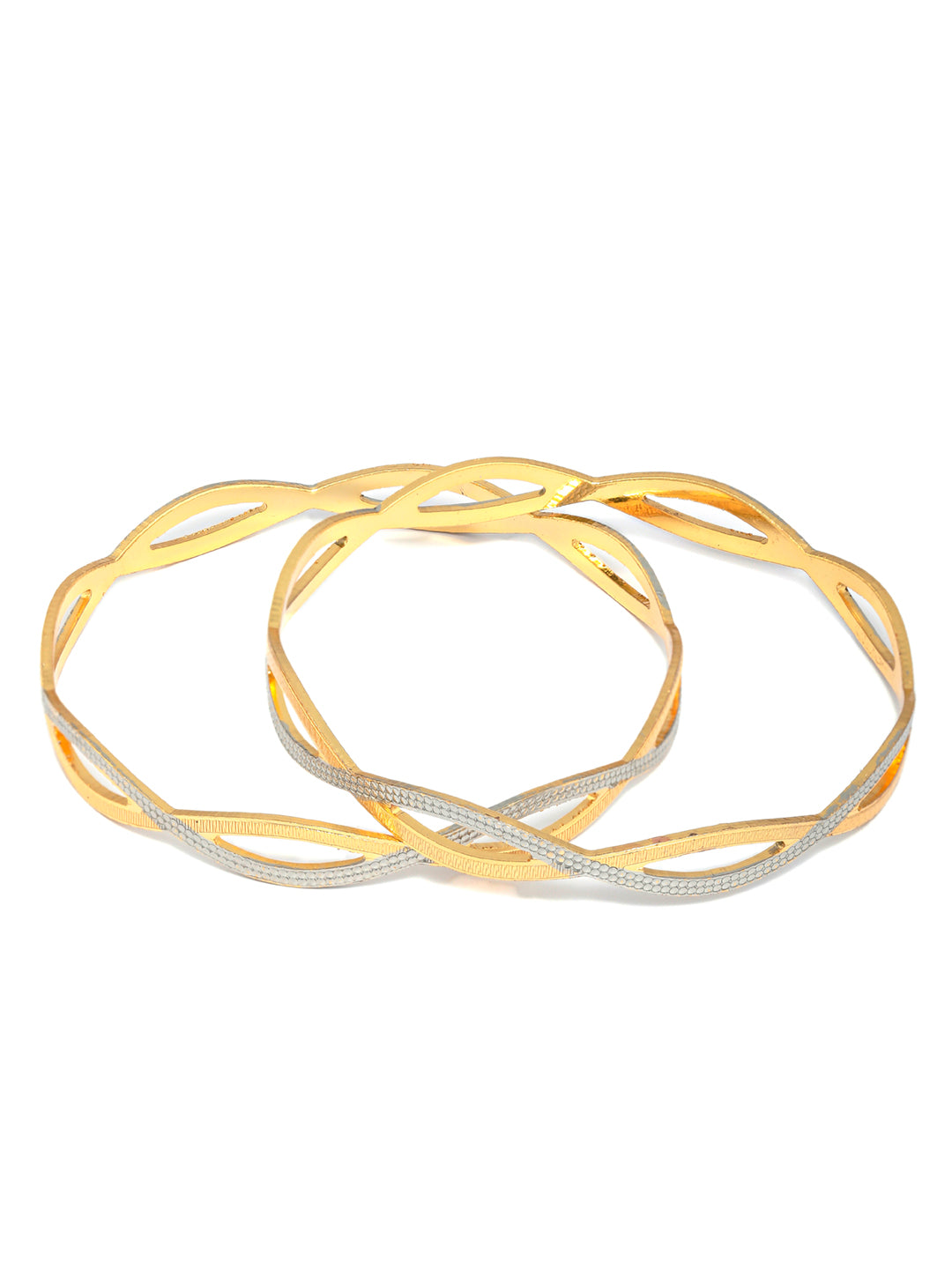 Priyaasi Women Dual Toned Wavy Patterned Set of 2 Bangles - Swadesiicart