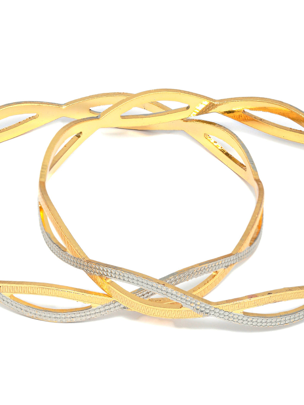 Priyaasi Women Dual Toned Wavy Patterned Set of 2 Bangles - Swadesiicart