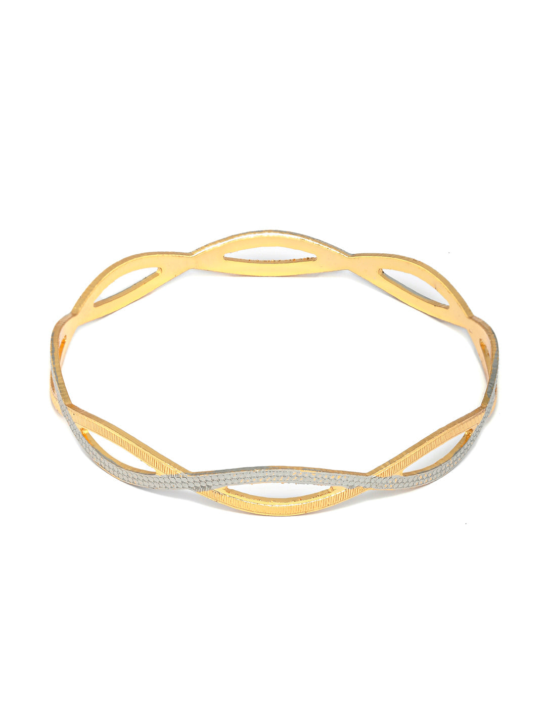 Priyaasi Women Dual Toned Wavy Patterned Set of 2 Bangles - Swadesiicart