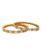 Priyaasi Women Gold-Polished Meenakari Floral Set of 2 Bangles - Swadesiicart